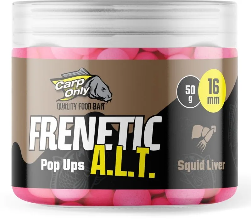 Carp only plovoucí boilies frenetic a.l.t. hi-visual pop ups 16 mm 50 g - squid liver