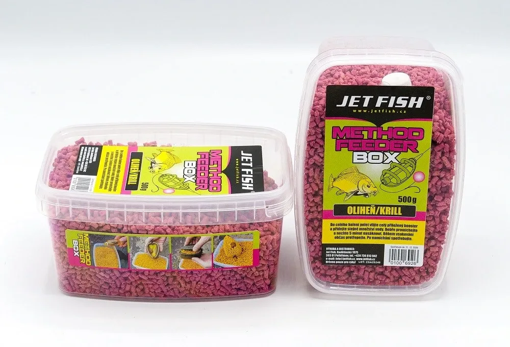 Jet Fish Pelety Feeder Method Box 500g Příchuť: Oliheň Krill