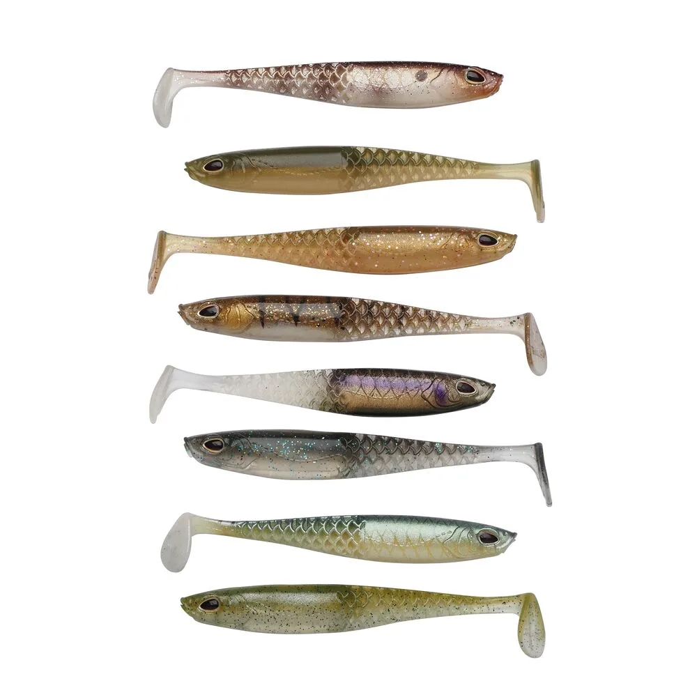 Berkley sada gumových nástrah powerbait cullshad slim clear water mix - 7,5 cm 2,5 g 8 ks