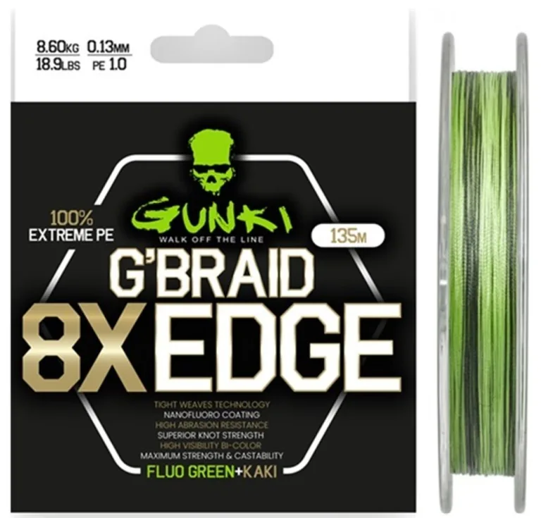 Gunki Šňůra G Braid 8X Edge (Pe1,0) 135m - 0,15mm 9,9kg