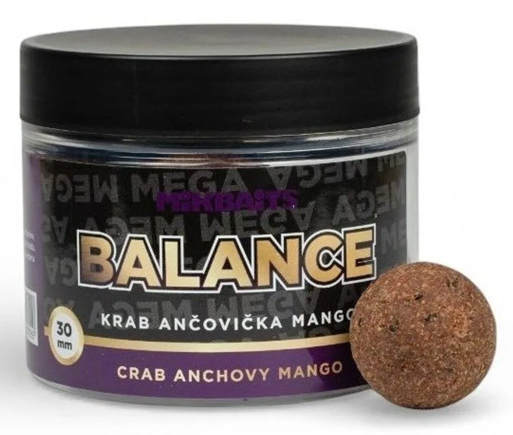 Mikbaits Boilies Mega Balance 30mm 300ml - Krab Ančovička Mango