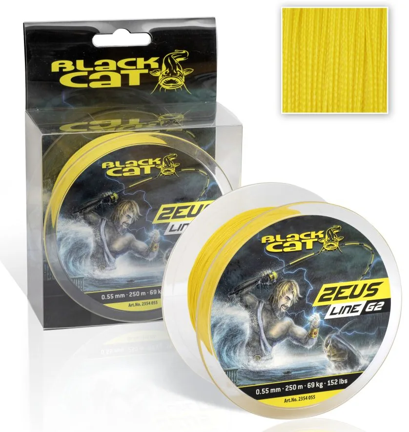 Black cat splétaná šňůra zeus line g2 žlutá 250 m - 0,38 mm 37 kg