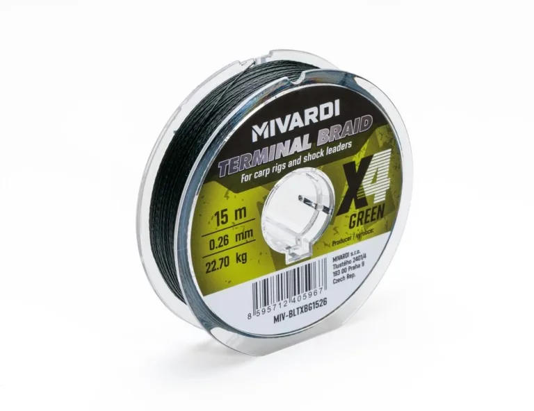 Mivardi Šňůra Terminal X4 braid green 15m - 0,18mm