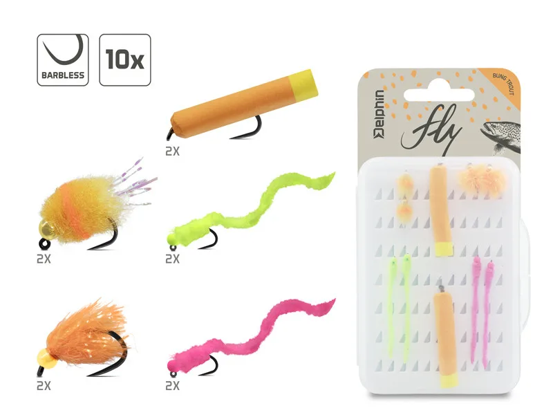 Delphin sada umělých mušek fly trout 10 ks