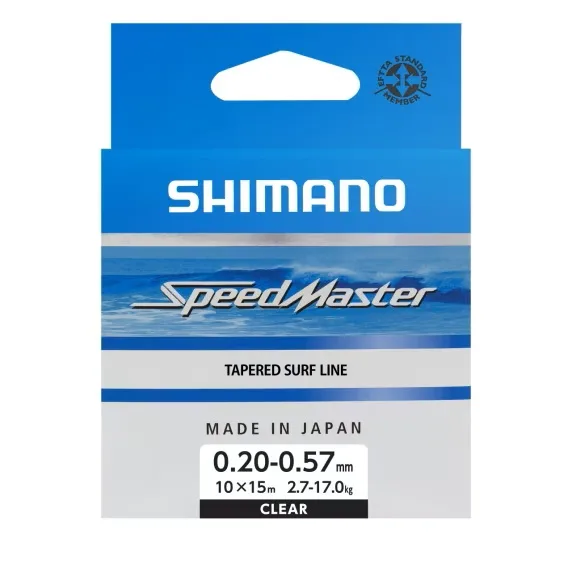 Shimano ujímaný šokový vlasec speedmaster surf taper clear 10x15 m - 0,20-0,57 mm