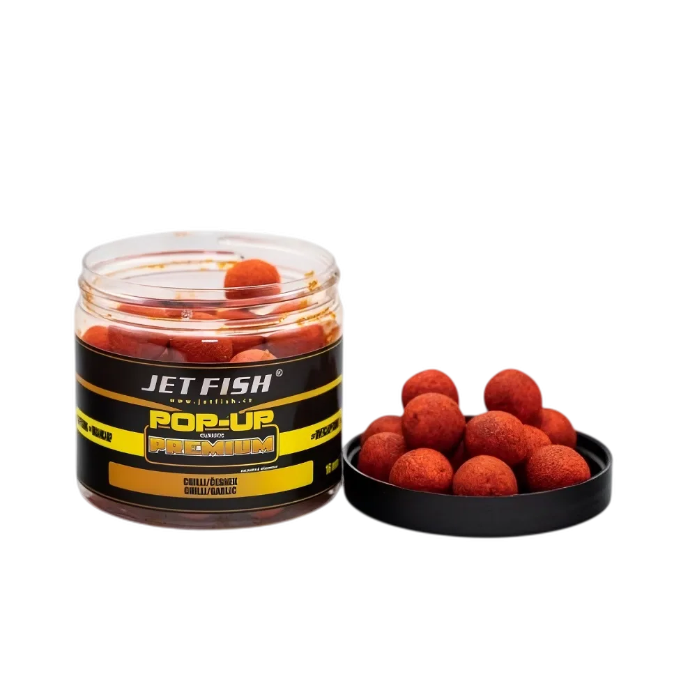 Jet Fish Plovoucí Boilies Premium Classic Pop Up Chilli Česnek Hmotnost: 60g, Průměr: 16mm