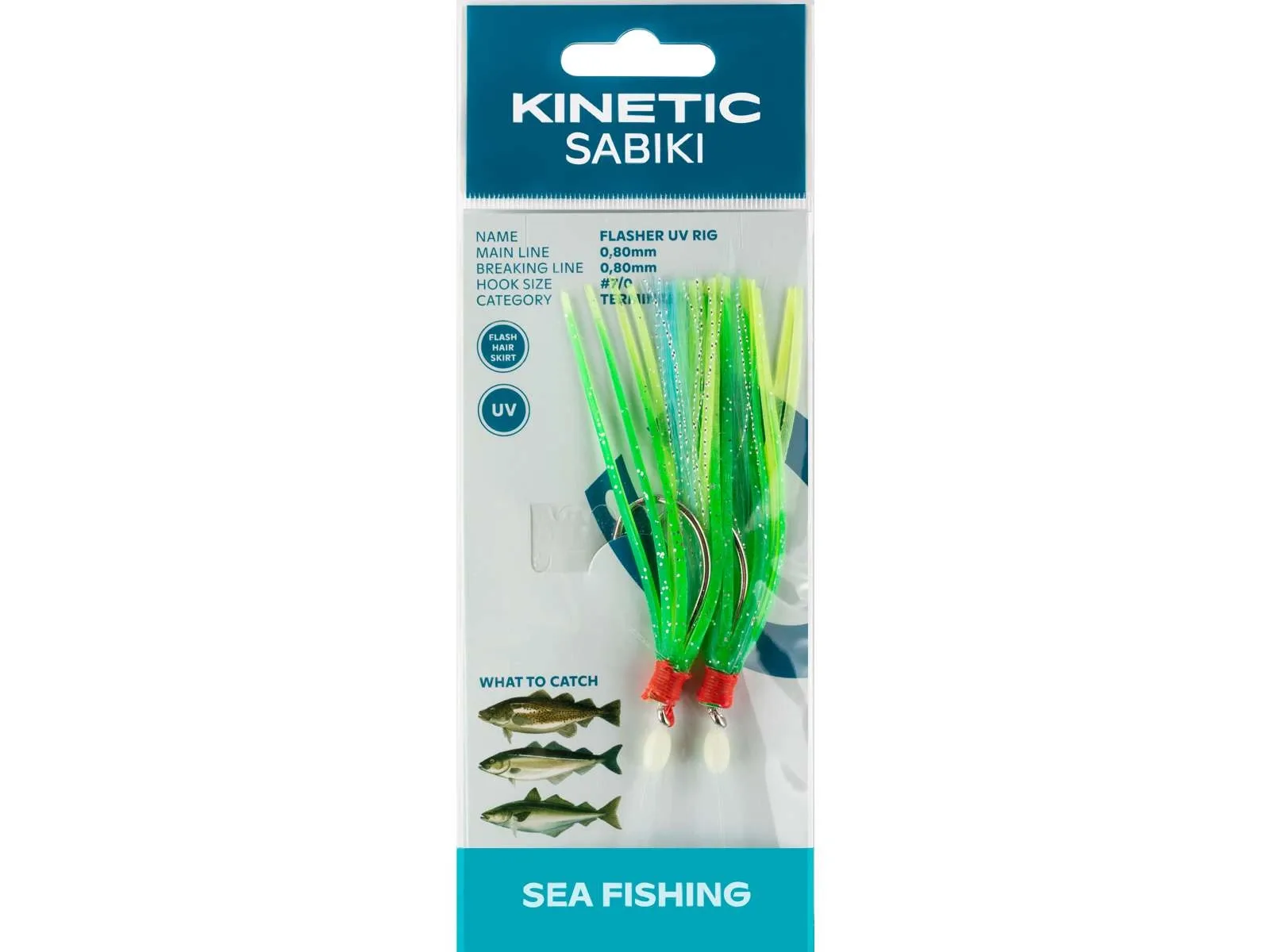Kinetic Návazec Sabiki Flasher UV 2ks Barva: Green/Yellow/Blue, Velikost háčku: #7/0