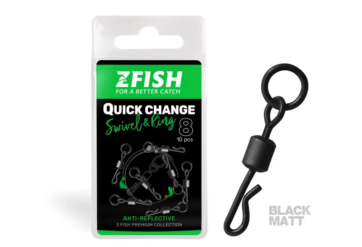 Zfish Obratlík s Kroužkem Quick Change Swivel With Ring Black Matt Vel. 8