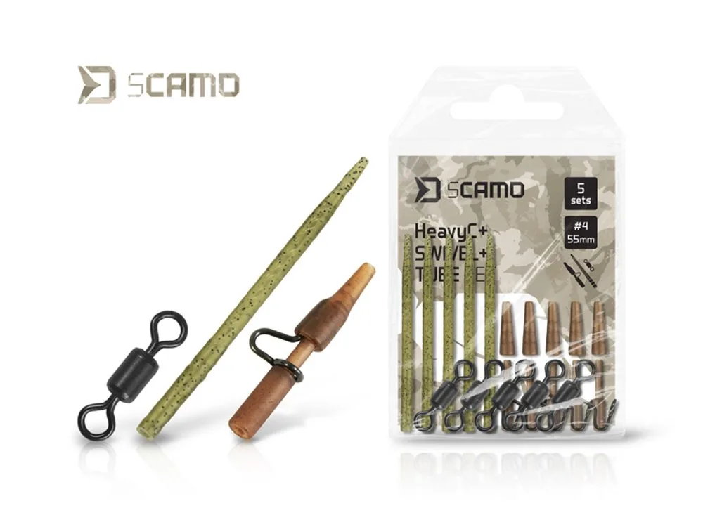 Delphin Set Převlek, obratlík a závěska sCAMO HeavyC + Swivel + Tube 5 setů