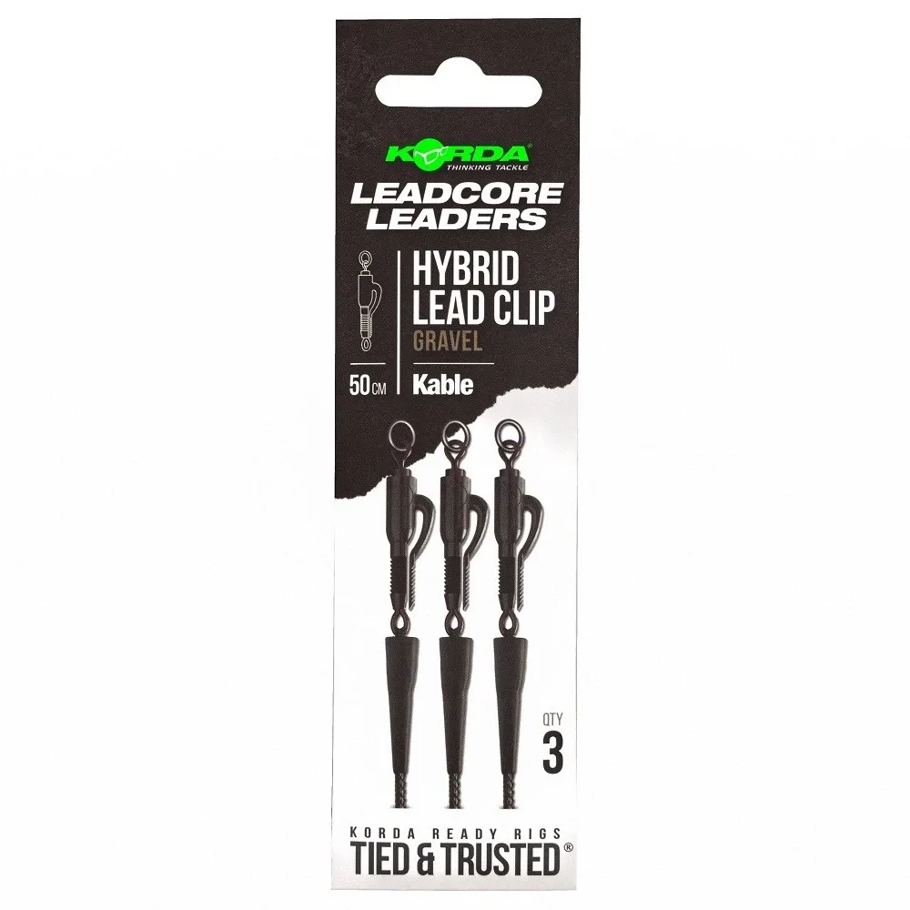 Korda Návazce Kable Leadcore Leader Hybrid Lead Clip 50cm Barva: Gravel