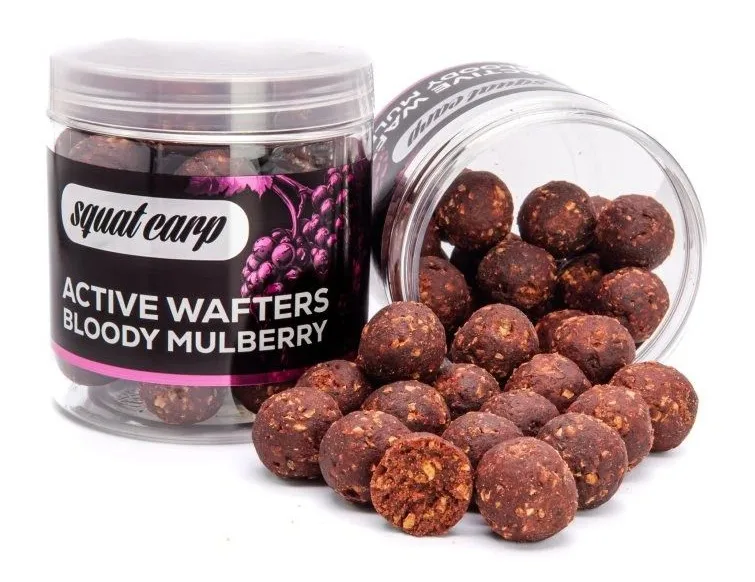 Squat carp vyvážené boilies active wafters bloody mulberry - 150 g 24 mm
