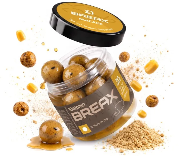 Delphin boilies v dipu breax nutcake tygří ořech scopex sladká kukuřice 200 ml - 24 mm