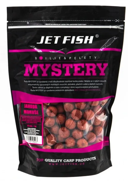 Jet Fish Boilie Mystery Jahoda / Moruše Hmotnost: 3kg, Průměr: 20mm