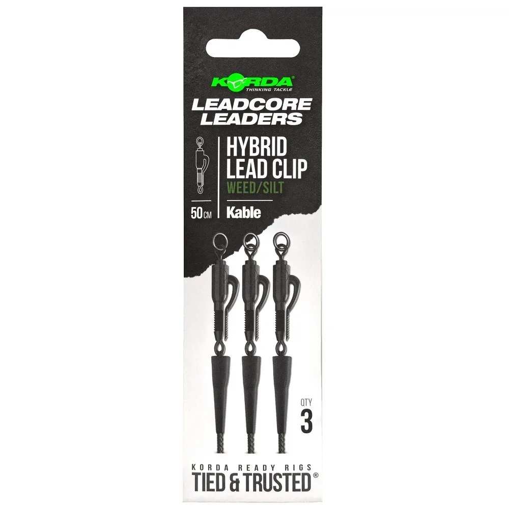 Korda Návazce Kable Leadcore Leader Hybrid Lead Clip 50cm Barva: Weed