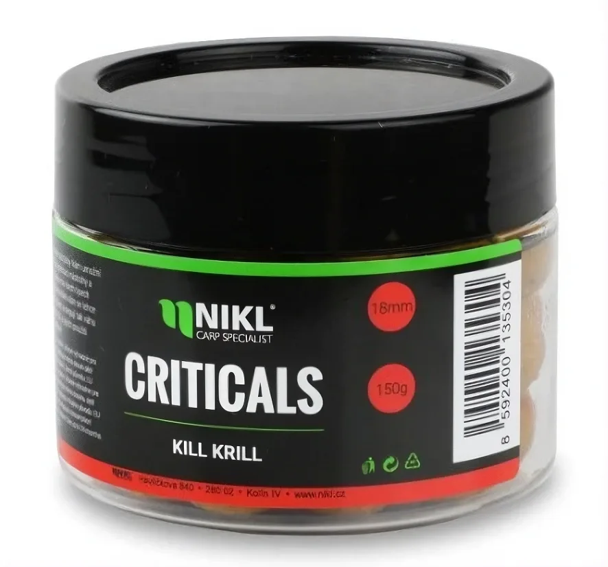 Nikl Boilie Criticals Kill Krill 150 g Hmotnost: 150g, Průměr: 20mm