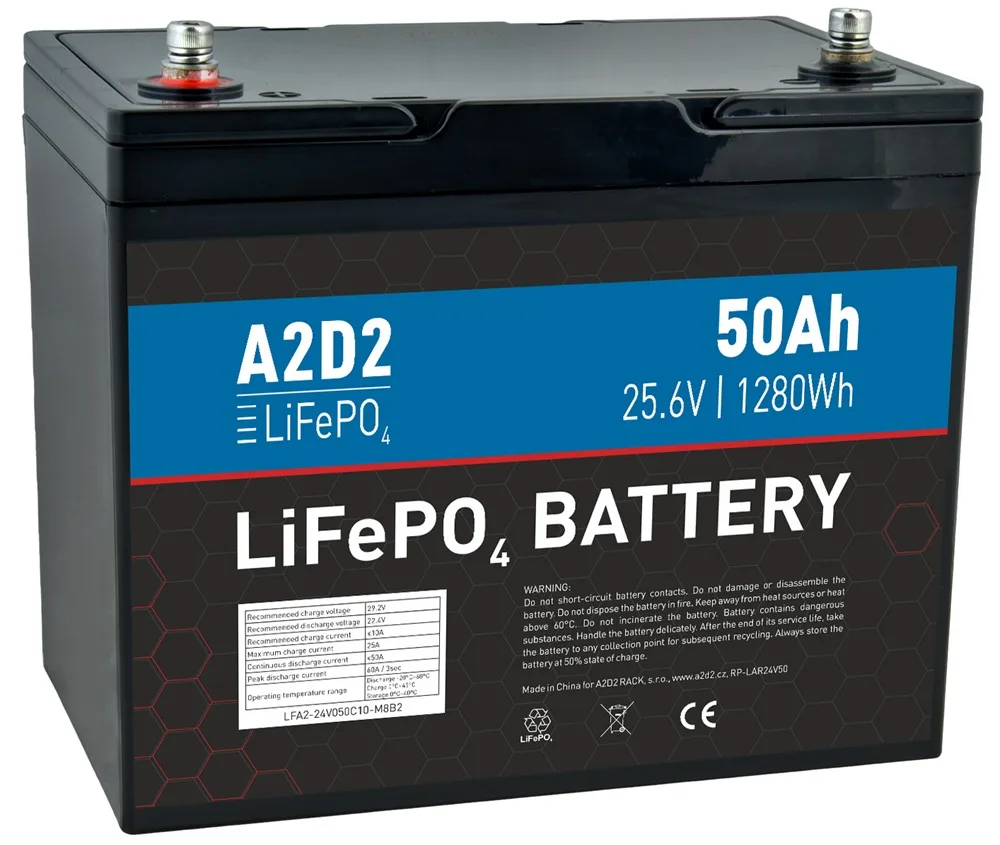 A2d2 baterie lifepo4 25,6 v 50ah m8 rept cells