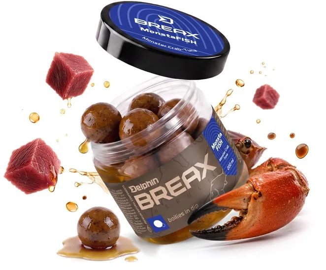 Delphin boilies v dipu breax monstafish monster krab tuňák 200 ml - 16 mm
