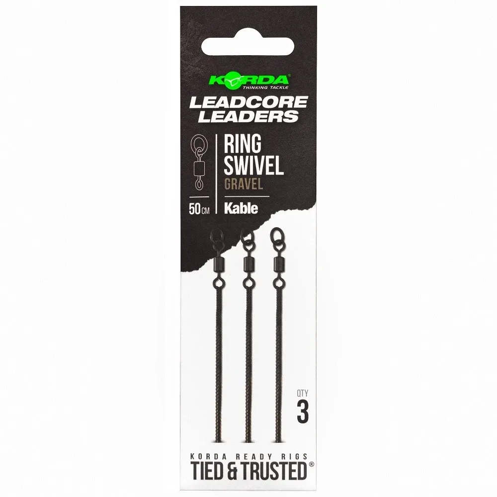 Korda Návazce Kable Leadcore Leader Ring Swivel 50 cm Barva: Gravel