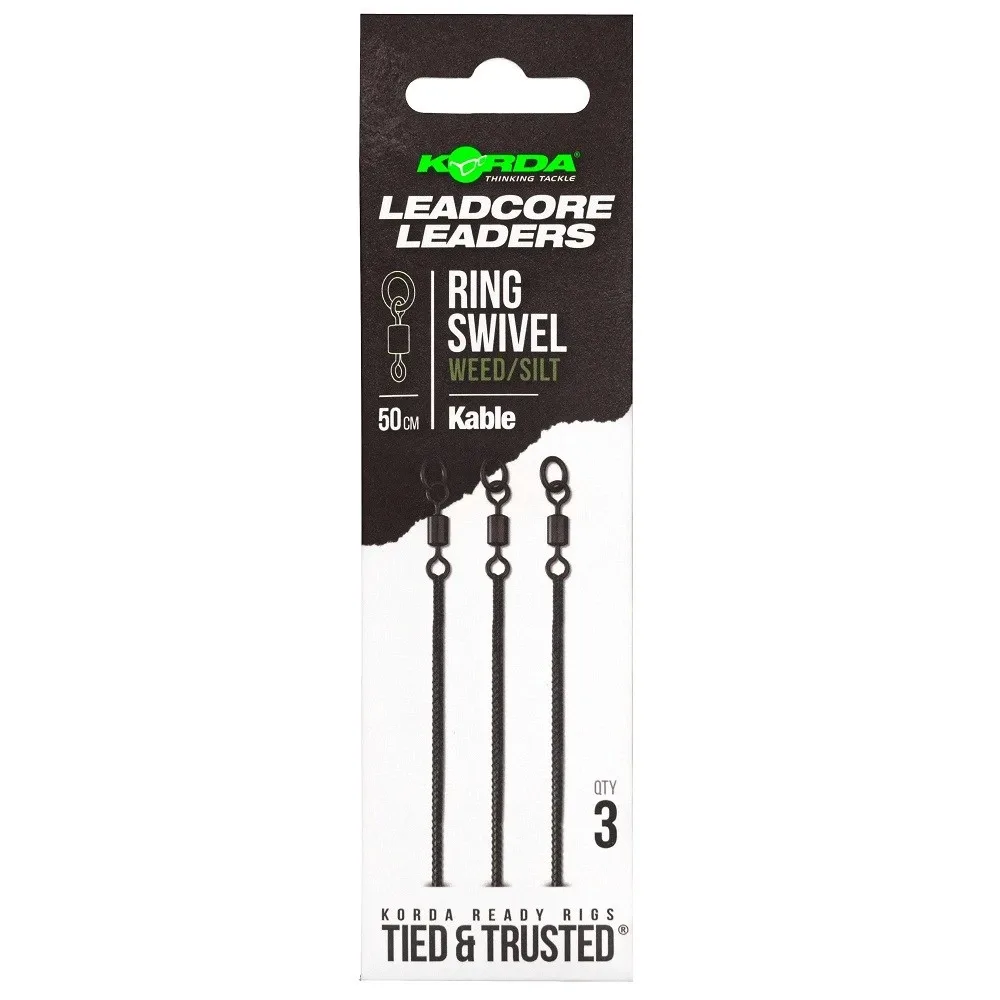 Korda Návazce Kable Leadcore Leader Ring Swivel 50 cm Barva: Weed