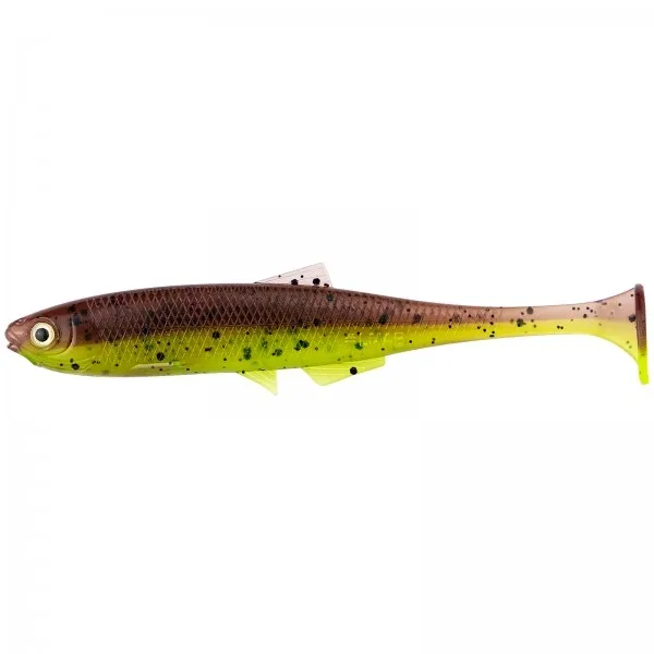 LMAB Gumová Nástraha Kofi Bleak Shad 9cm 5ks Barva: Green Pumpkin Chartreuse, Délka: 9cm
