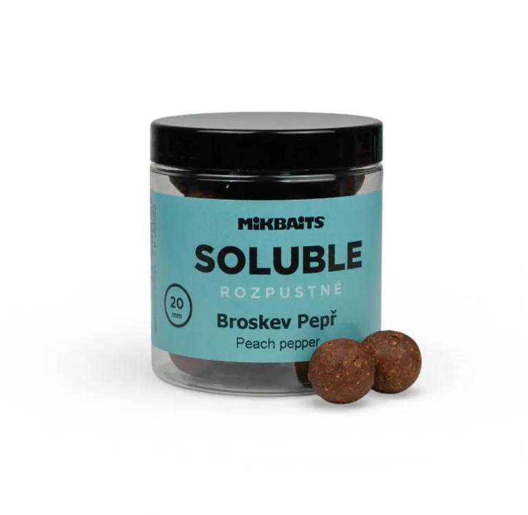 Mikbaits Rozpustné boilies Soluble Broskev Pepř 250ml - 20mm