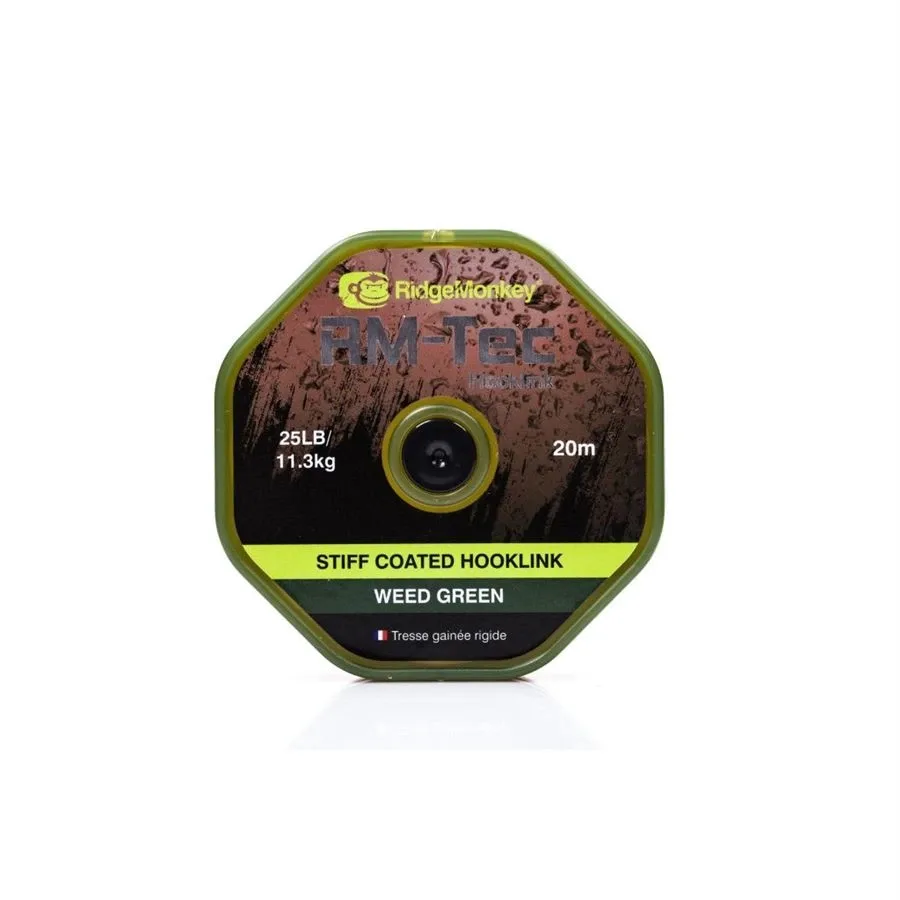 RidgeMonkey Šňůra RM-Tec Stiff Coated Hooklink 25lb 20m Barva: Zelená