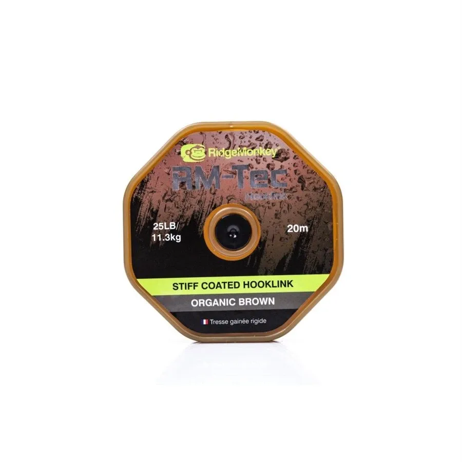 RidgeMonkey Šňůra RM-Tec Stiff Coated Hooklink 25lb 20m Barva: Hnědá
