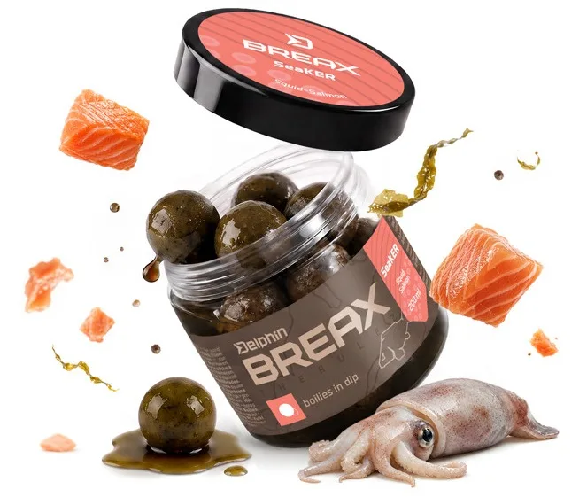Delphin boilies v dipu breax seaker oliheň losos 200 ml - 24 mm