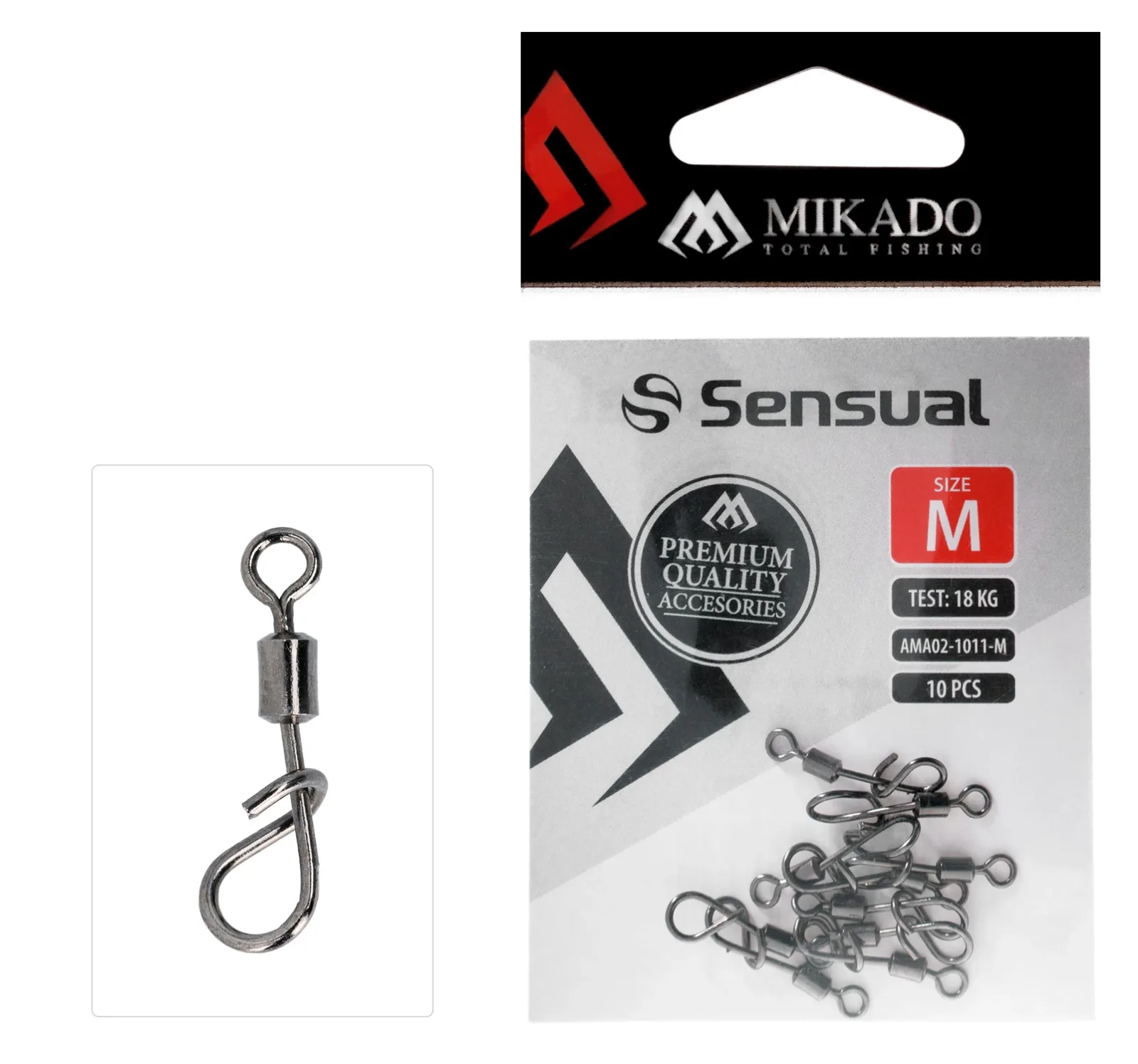 Mikado Karabinky s Obratlíkem Roller Swivel With Snap 10ks Nosnost: 18kg, Velikost: M