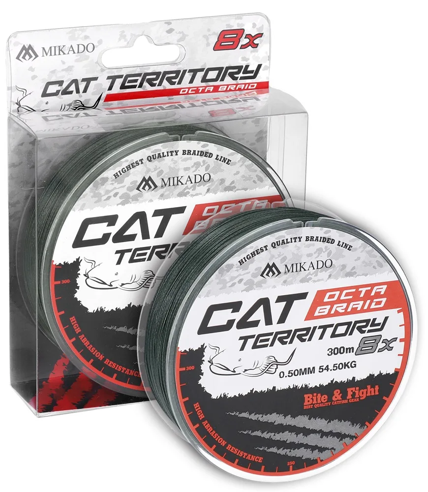 Mikado pletená šňůra cat territory octa braid zelená 300 m - 0,70 mm 76,4 kg
