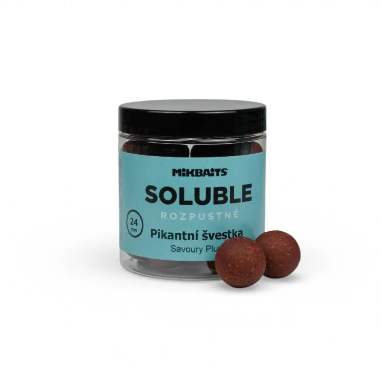 Mikbaits Rozpustné boilies Soluble Pikantní švestka 250ml - 24mm