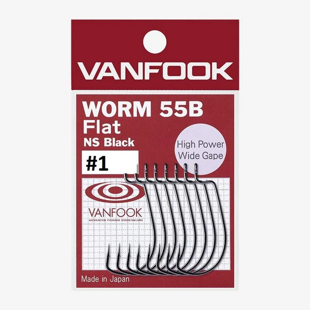 Vanfook Offsetové háčky Worm 55B Flat - 1 8ks