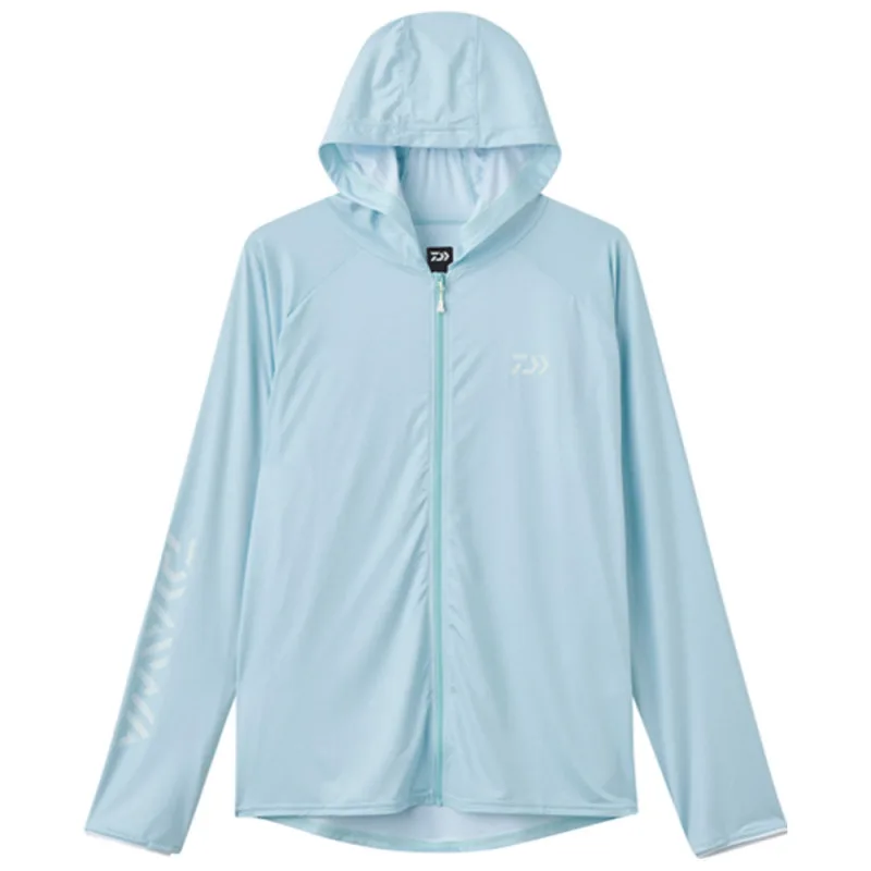 Daiwa funkční triko hoodie rash guard full zip iceblue upf40 - xl
