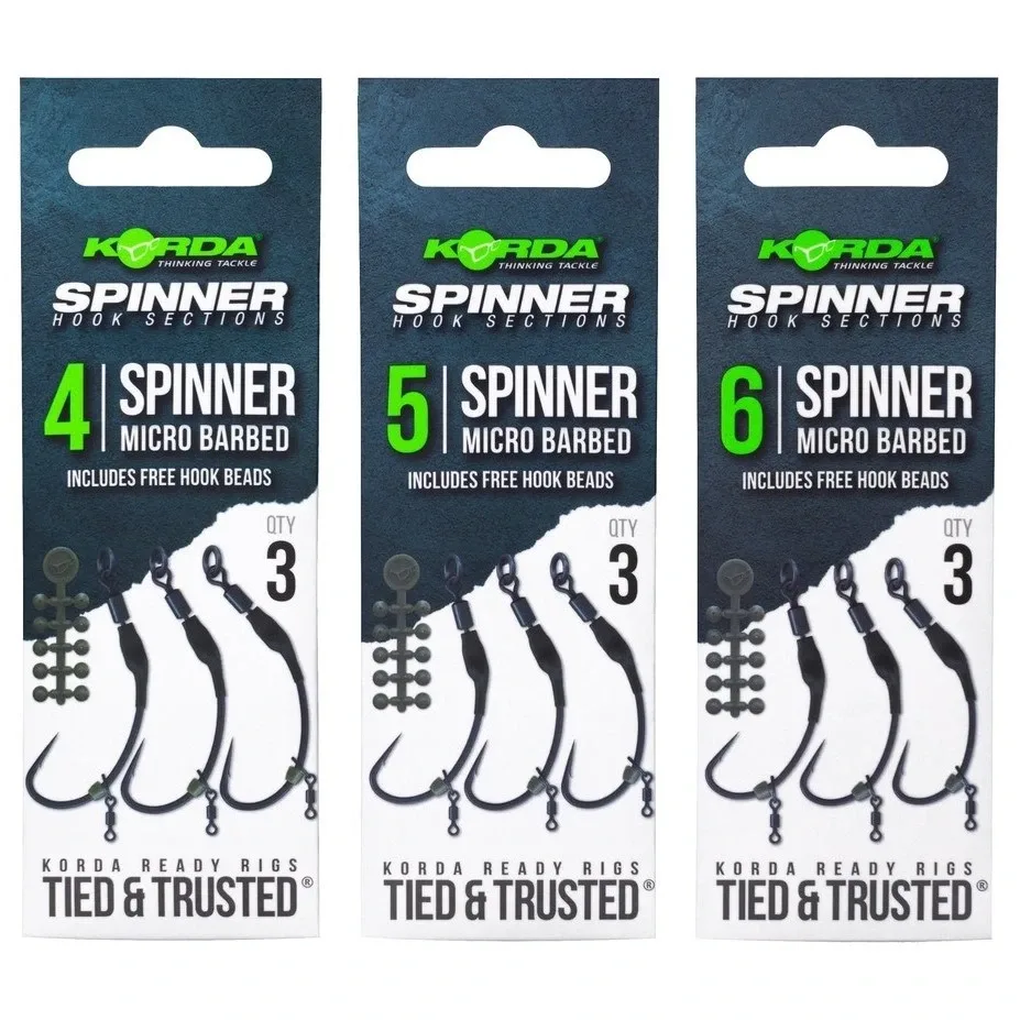 Korda Návazec Spinner Hack Sections Spinner Barbless Bez Protihrotu Velikost háčku: #5