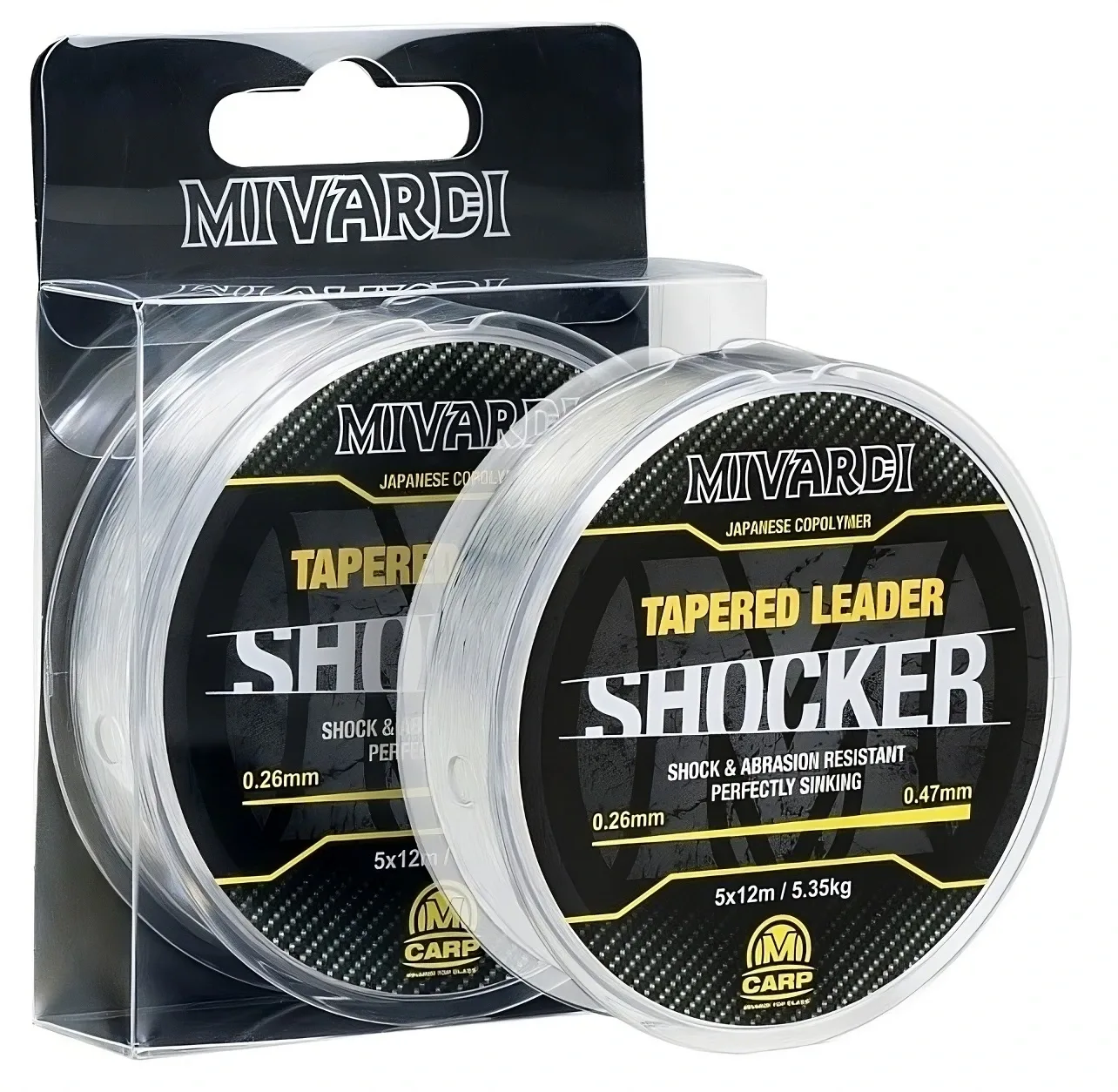 Mivardi Šokový Vlasec Shocker Tapered Leader Čirý 5x12m Nosnost: 6,95kg, Průměr: 0,28-0,57mm
