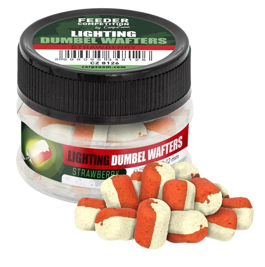 Carp zoom svítící wafters fc lighting dumbel wafters 15 g 8x12 mm - jahoda – CARPZOOM