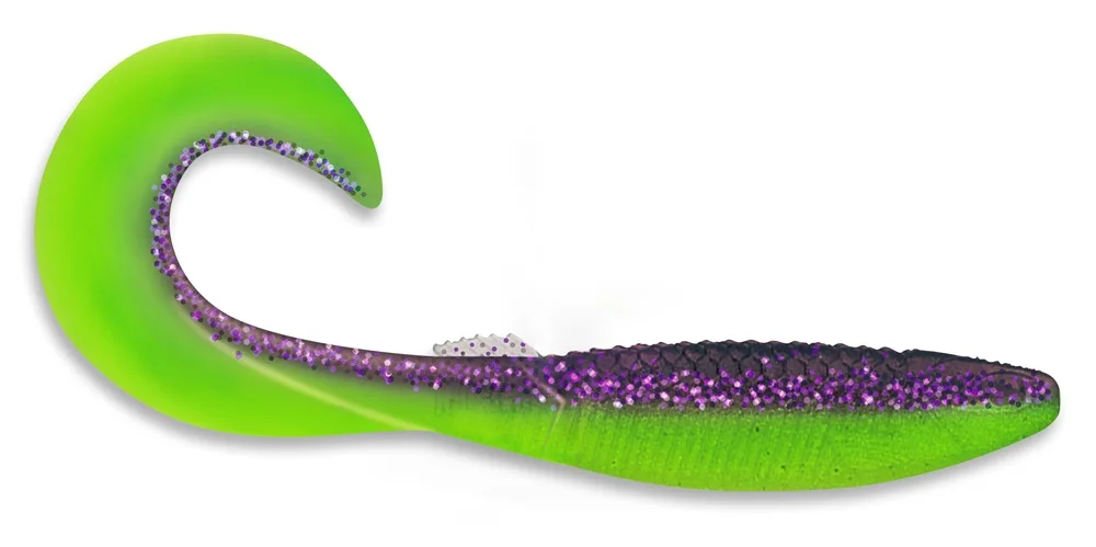 Rapala gumová nástraha crushcity the curl purple chartreuse - 9,2 cm 4 g 8 ks