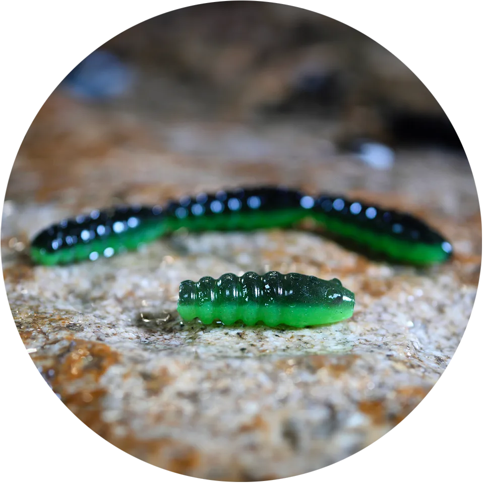 Redbass gumová nástraha trout grub black/green - 3x25 mm