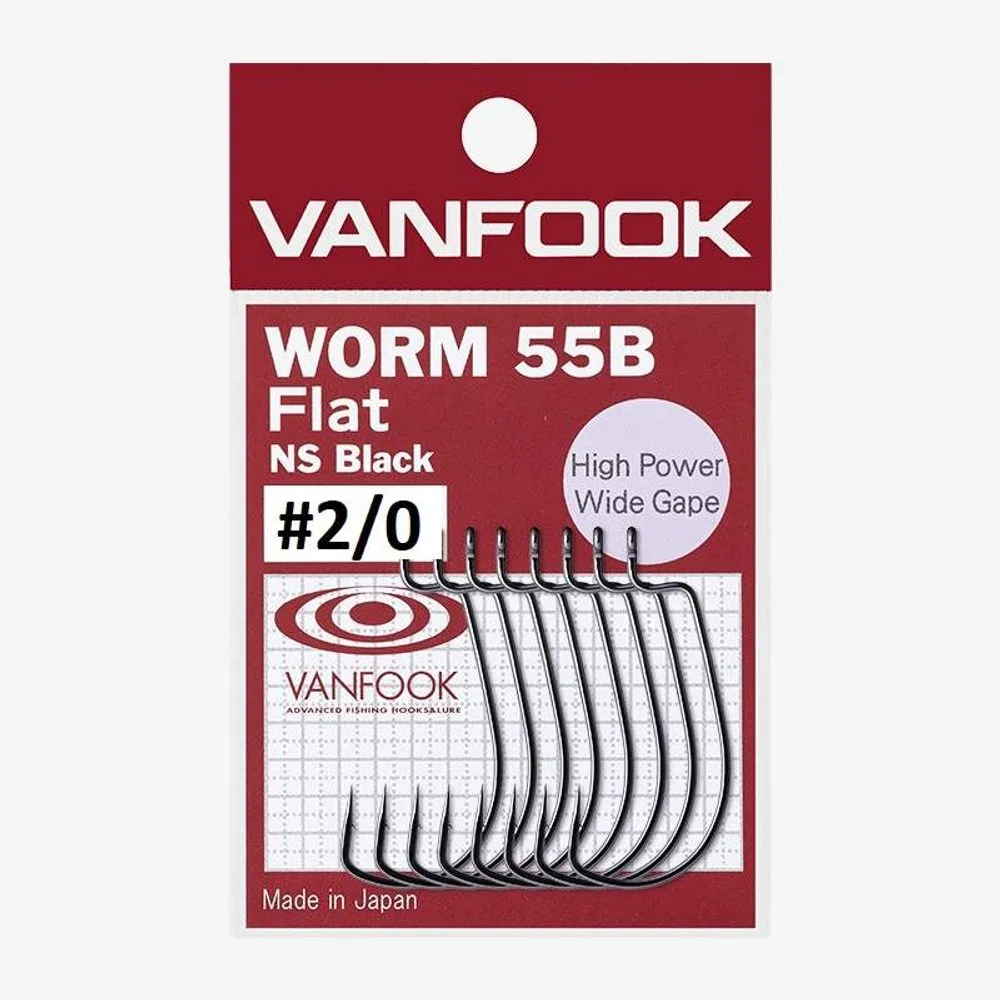 Vanfook Offsetové háčky Worm 55B Flat - 2/0 6ks