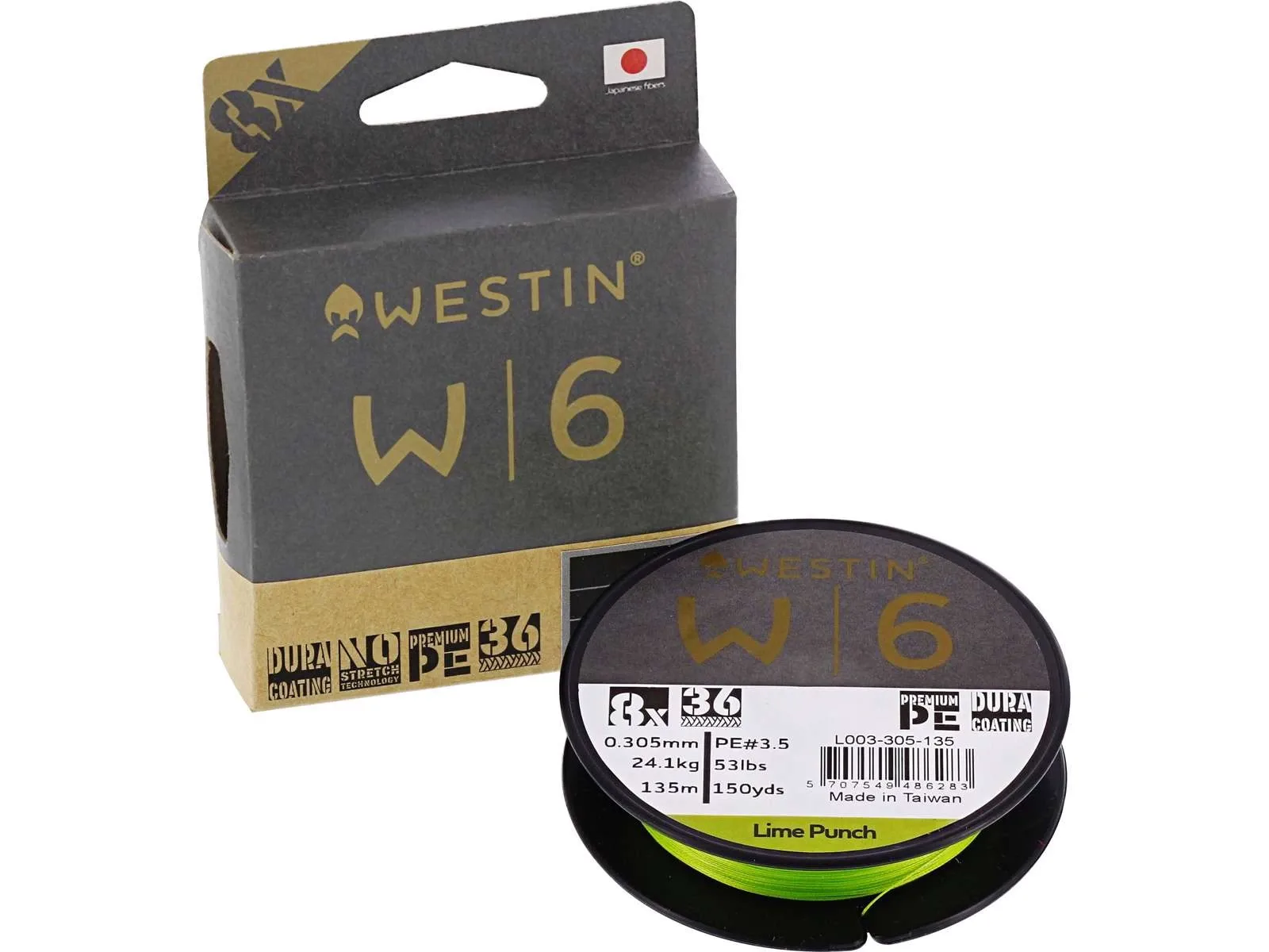 Westin Pletená Šňůra W6 8 Braid Lime Punch 300m Nosnost: 43,2kg, Průměr: 0,45mm