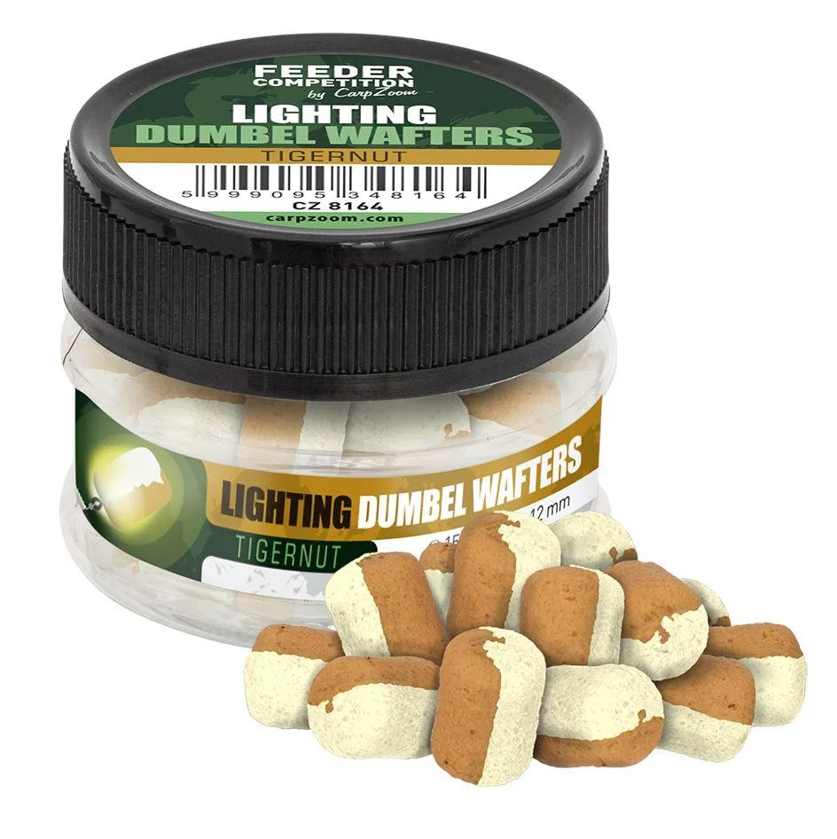 Carp zoom svítící wafters fc lighting dumbel wafters 15 g 8x12 mm - tygří ořech – CARPZOOM