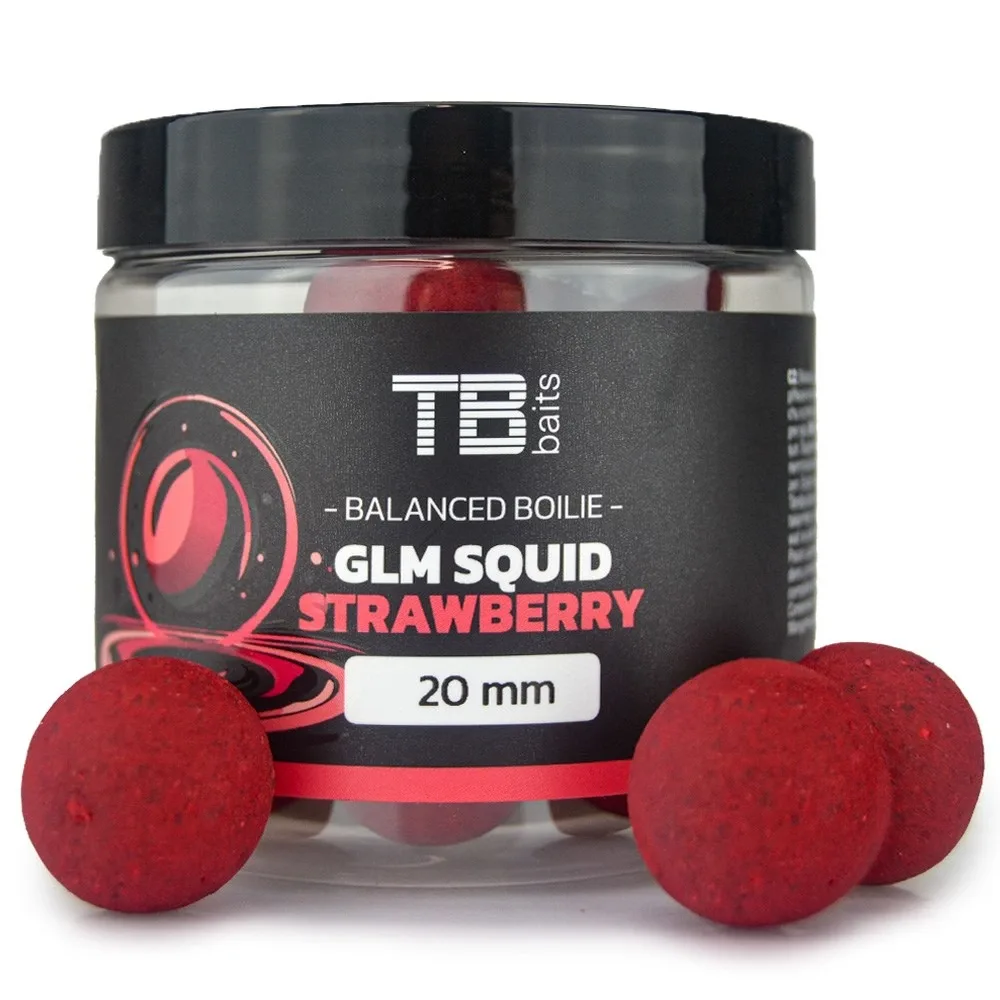 TB Baits Vyvážené Boilie Balanced + Atraktor GLM Squid Strawberry 100g Průměr: 20mm