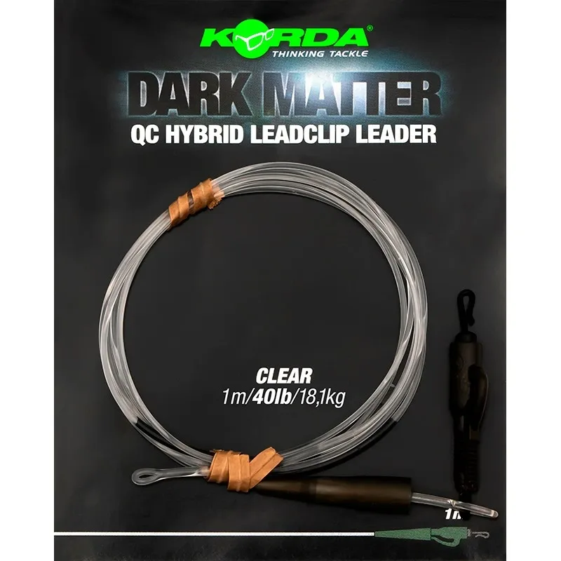 Korda Koncová Montáž Dark Matter Leader QC Hybrid Clip Barva: Clear, Délka: 100cm, Nosnost: 18,1kg