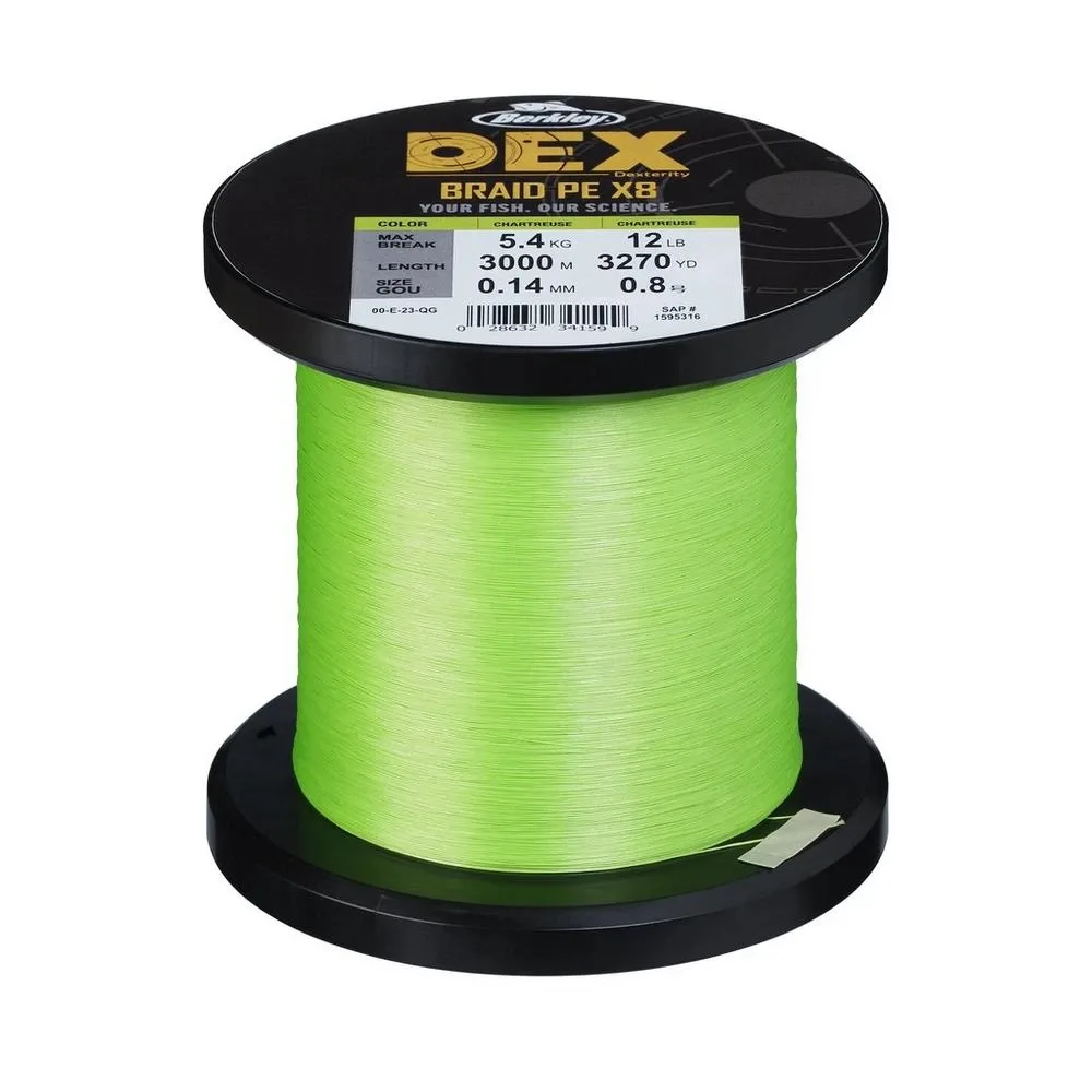 Berkley Pletená Šňůra DEX x8 Chartreuse 1m Nosnost: 5,4kg, Průměr: 0,06mm