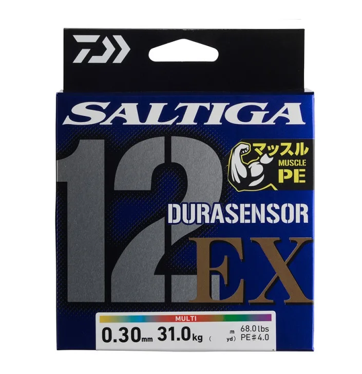 Daiwa splétaná šňůra saltiga durasensosr12 braid ex +si3 400 m multi color - 0,55 mm 59 kg
