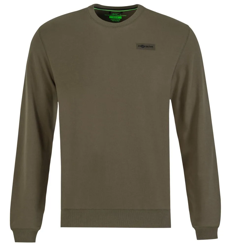 Korda tričko s dlouhým rukávem patch crewneck dark olive - xxxl