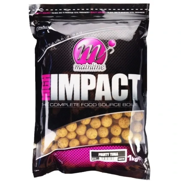 Mainline Boilies High Impact 20 mm 1kg Hmotnost: 1 kg, Průměr: 20mm, Příchuť: Fruity Tuna