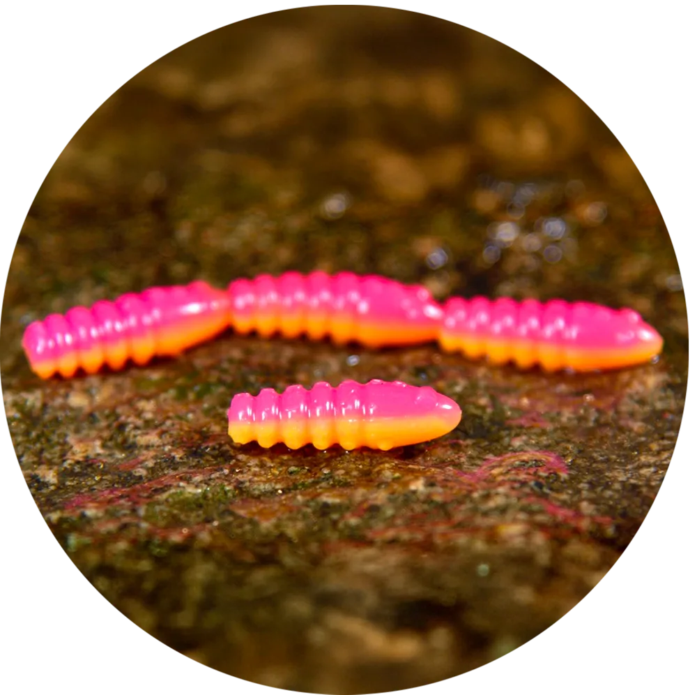 Redbass gumová nástraha trout grub tutti frutti uv color - 3x33 mm