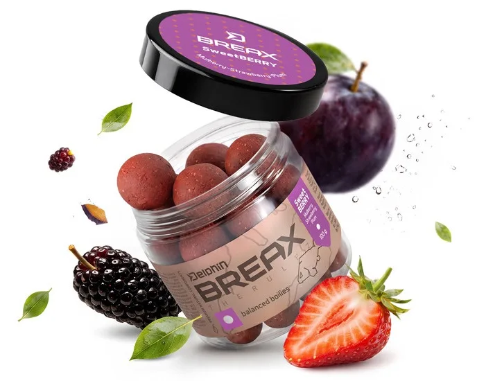 Delphin vyvážené boilies breax sweetberry moruše jahoda švestka 100 g - 24 mm