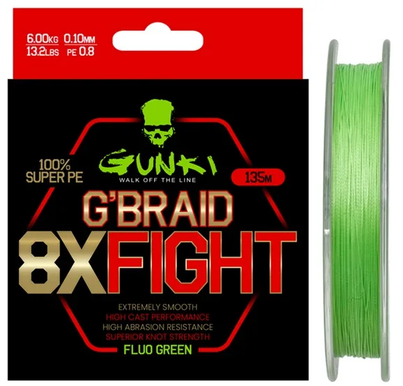 Gunki splétaná šňůra g braid 8x fighting pe1,5 135 m - 0,17 mm 11 kg